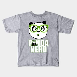 Panda Nerd Girl - Green Kids T-Shirt